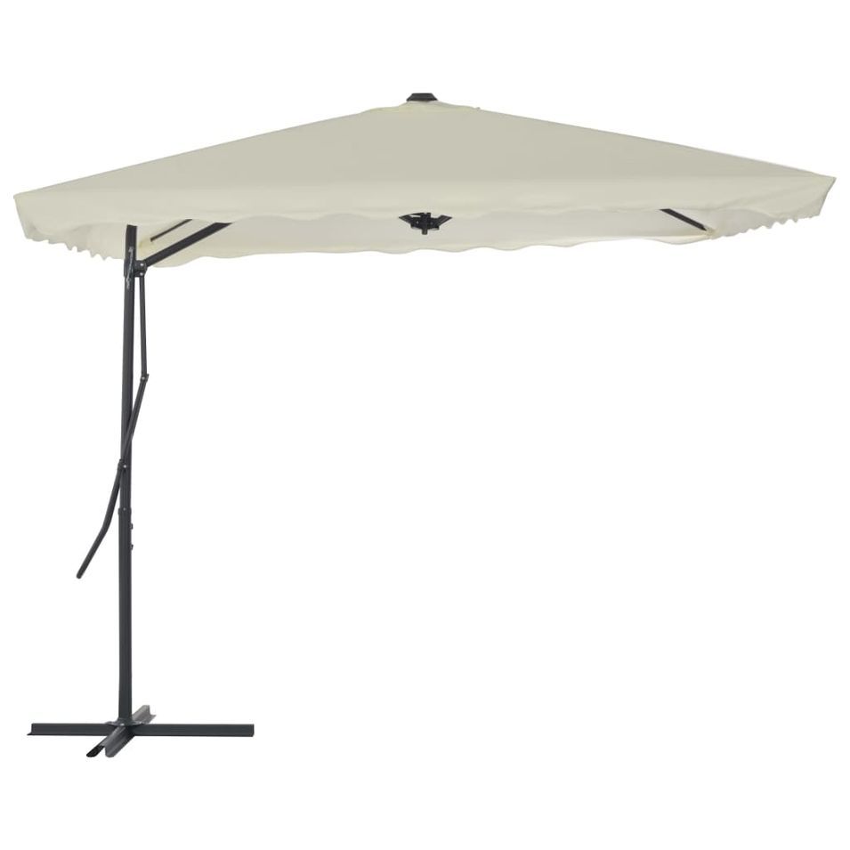 Parasol d'extérieur déporté avec poteau en acier 250 x 250 cm Sable - Photo n°1
