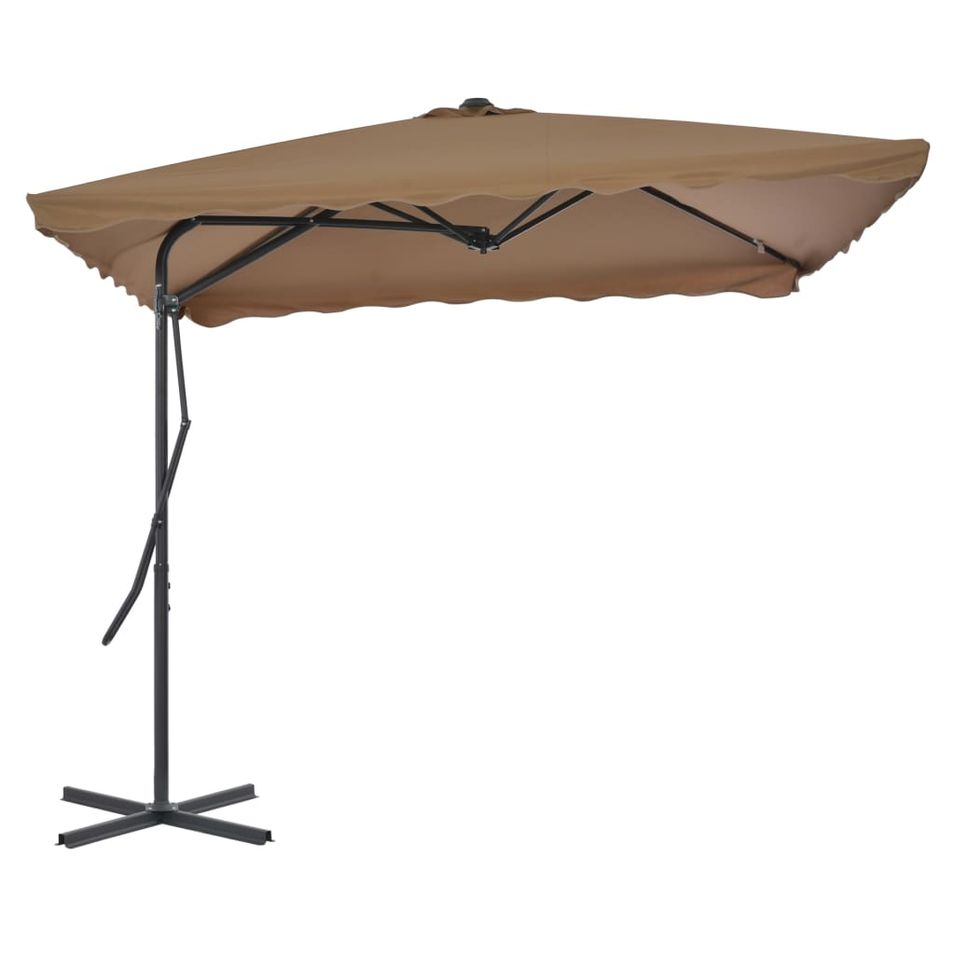 Parasol d'extérieur déporté avec poteau en acier 250 x 250 cm Taupe - Photo n°1