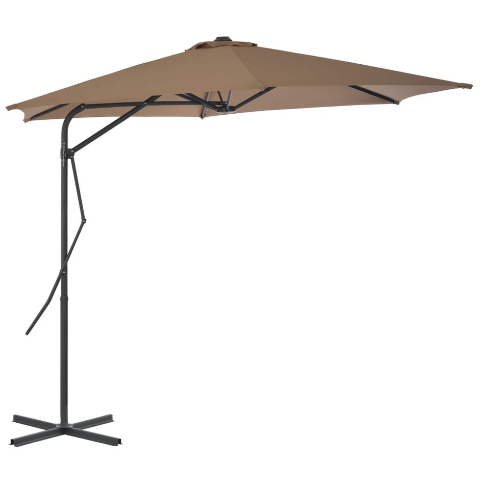 Parasol d'extérieur déporté avec poteau en acier 300 cm Taupe - Photo n°1