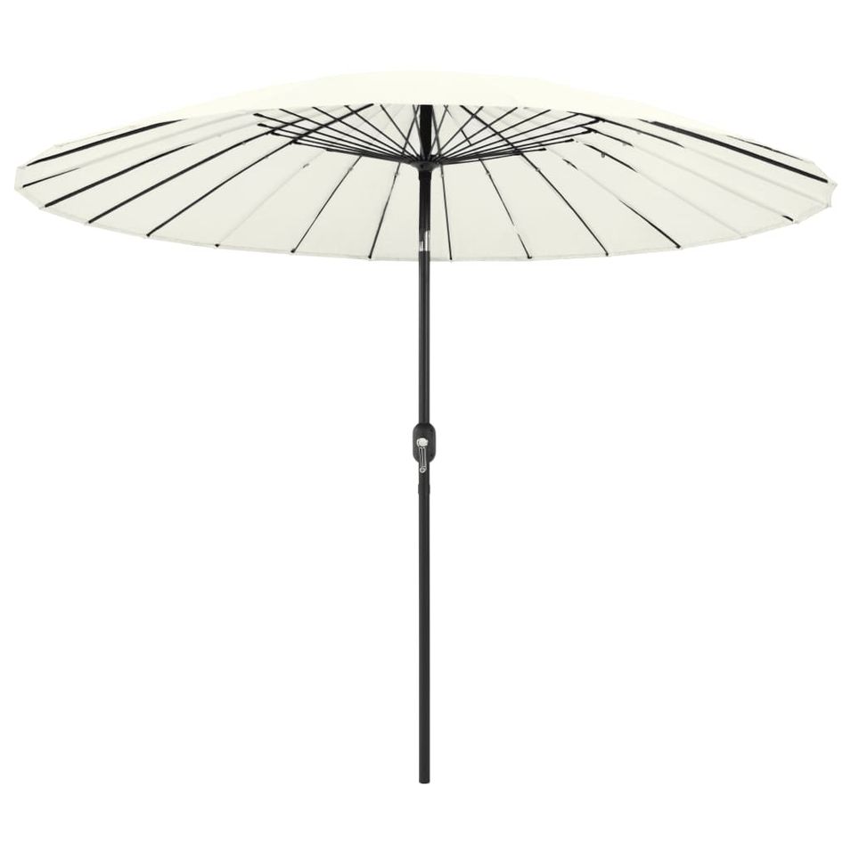Parasol d'extérieur et mât avec aluminium 270 cm Blanc sable - Photo n°1