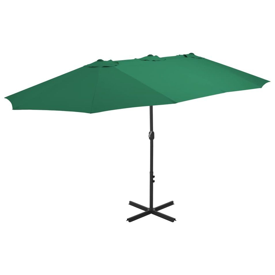 Parasol d'extérieur et mât en aluminium 460 x 270 cm Vert - Photo n°1