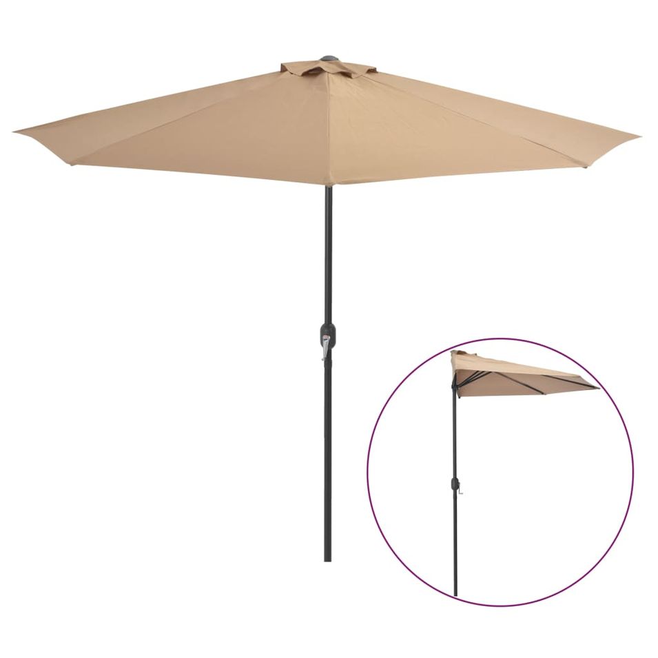 Parasol de balcon avec mât en aluminium Taupe 300x150 cm Demi - Photo n°1