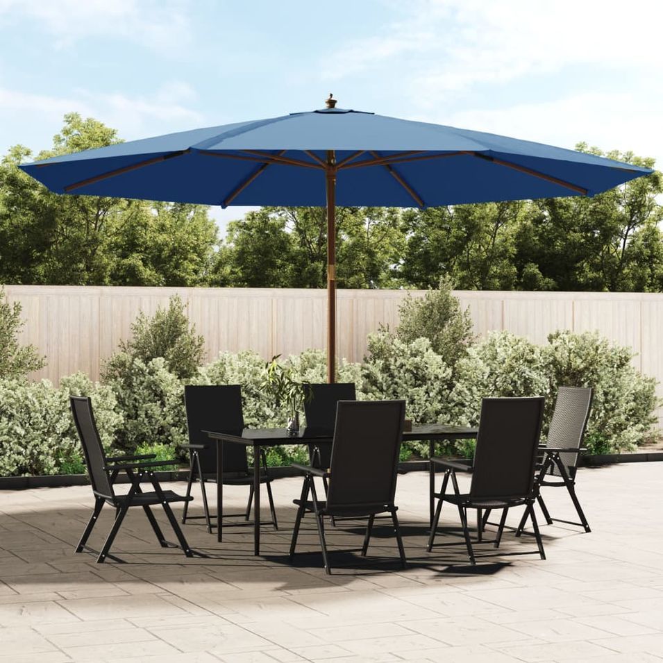 Parasol de jardin avec mât en bois bleu azuré 400x273 cm - Photo n°1