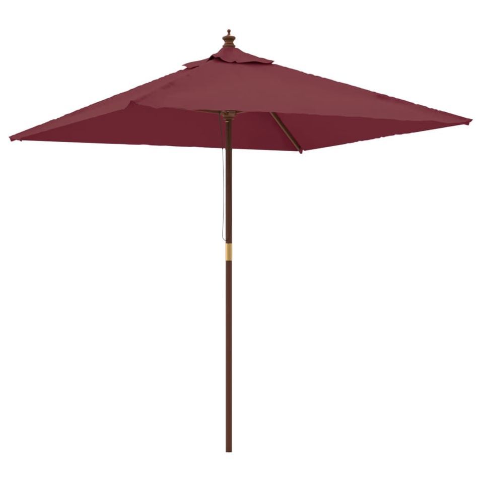 Parasol de jardin avec mât en bois rouge bordeaux 198x198x231cm - Photo n°1