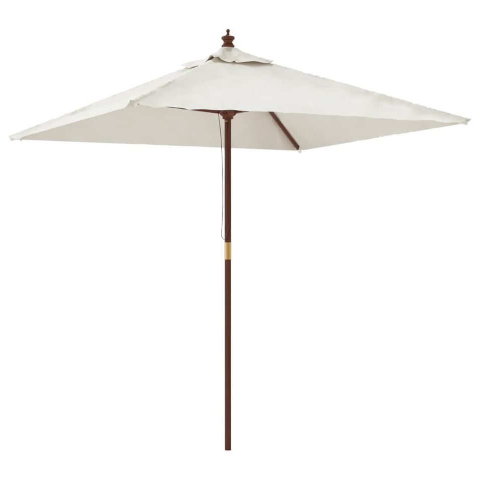Parasol de jardin avec mât en bois sable 198x198x231 cm - Photo n°1