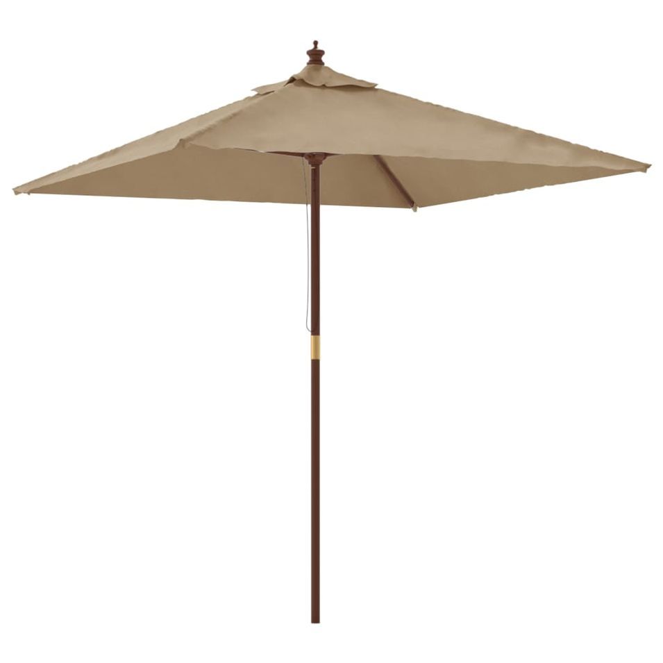 Parasol de jardin avec mât en bois taupe 198x198x231 cm - Photo n°1