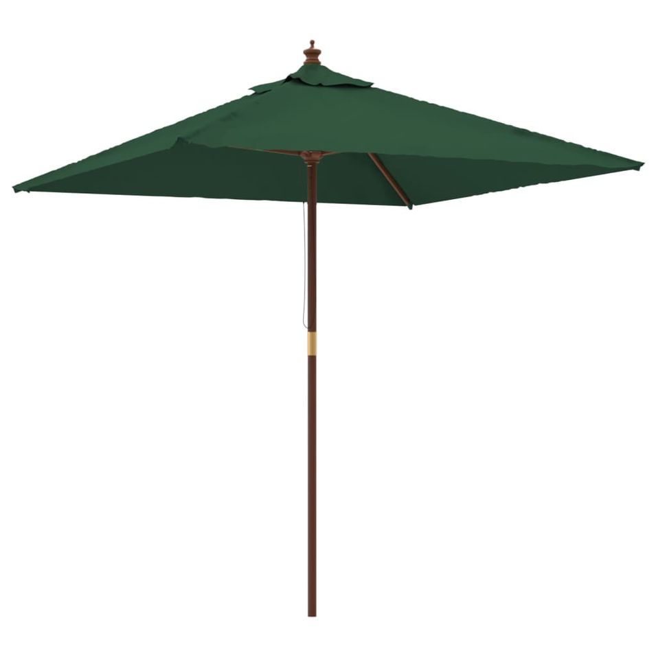 Parasol de jardin avec mât en bois vert 198x198x231 cm - Photo n°1