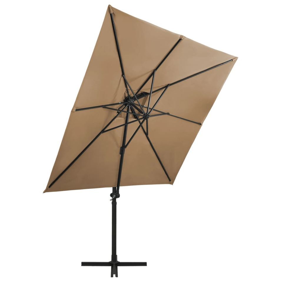 Parasol déporté à double toit Taupe 250x250 cm - Photo n°1