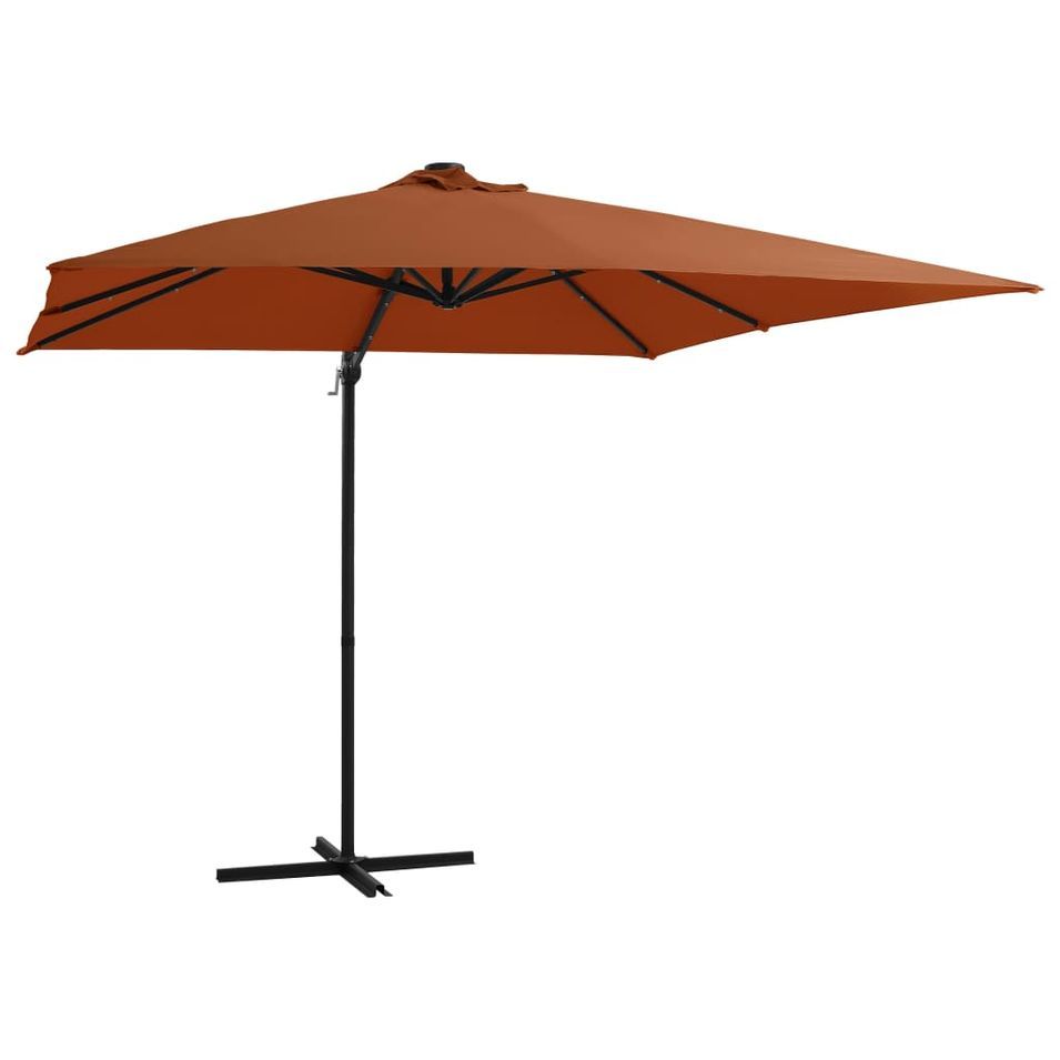 Parasol déporté avec lumières LED Terre cuite 250x250 cm - Photo n°1