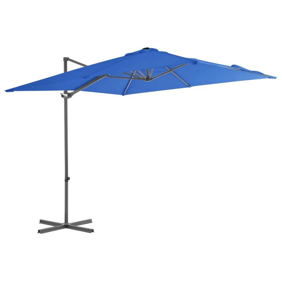 Parasol déporté avec mât en acier Bleu azuré 250x250 cm - Photo n°1