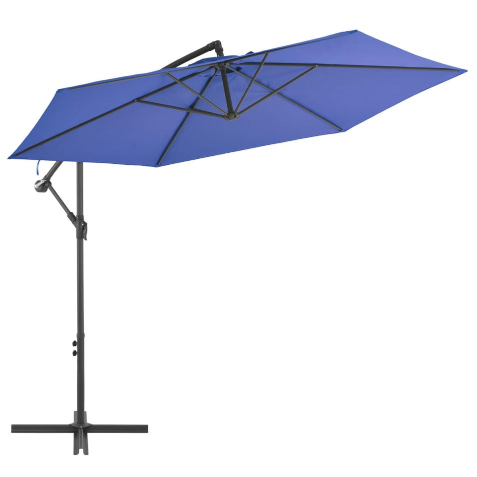 Parasol déporté avec mât en aluminium 300 cm Bleu - Photo n°1