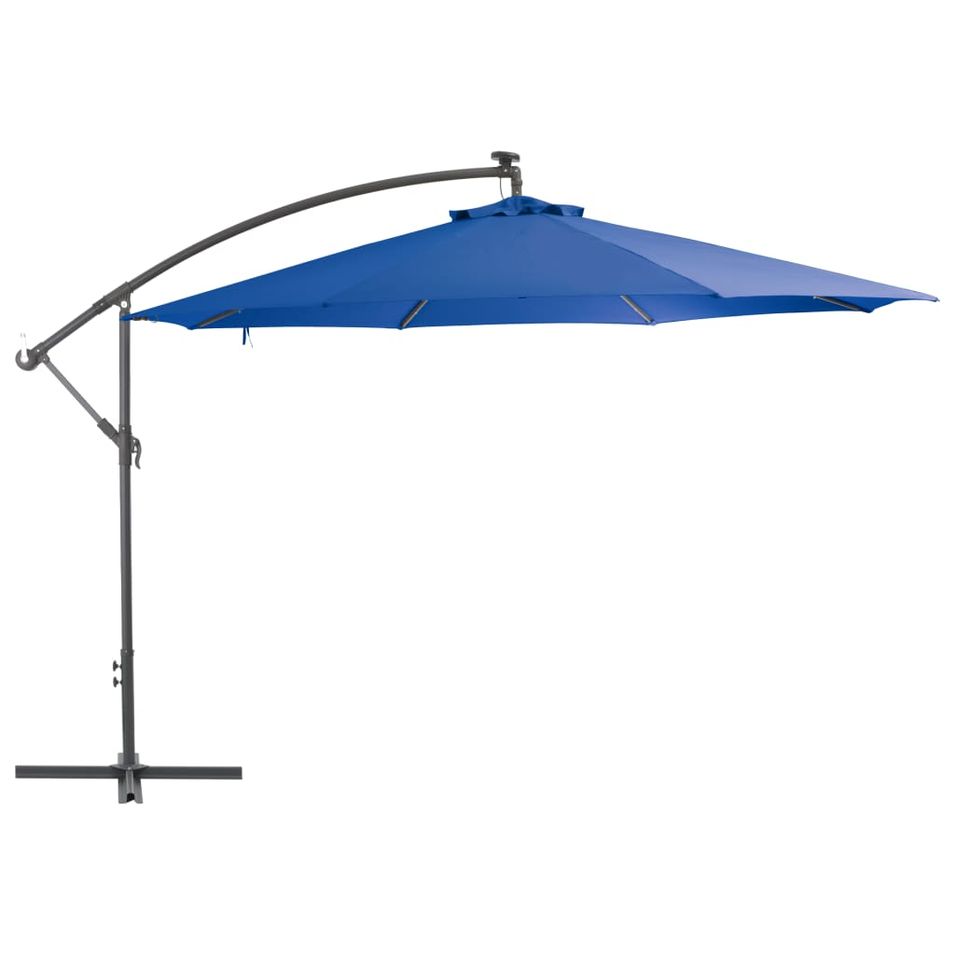 Parasol déporté avec mât en aluminium 350 cm Bleu - Photo n°1