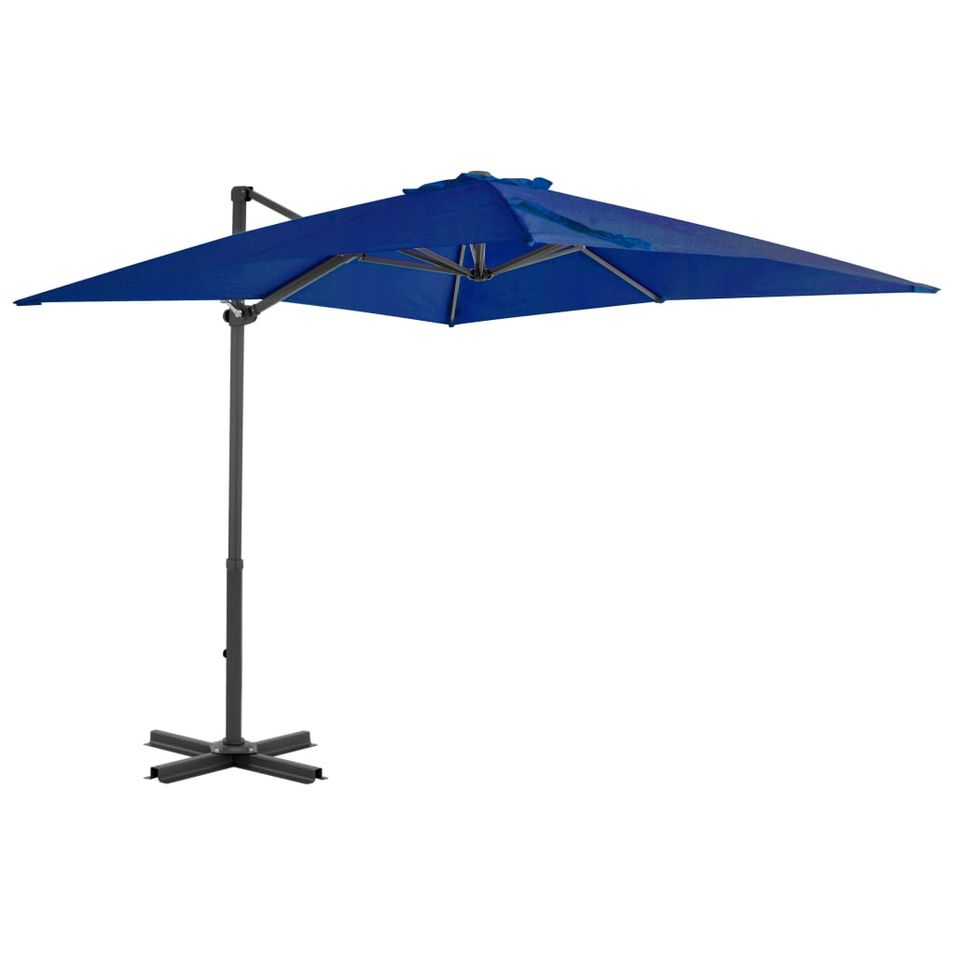 Parasol déporté et mât en aluminium Bleu azuré 250x250 cm - Photo n°1