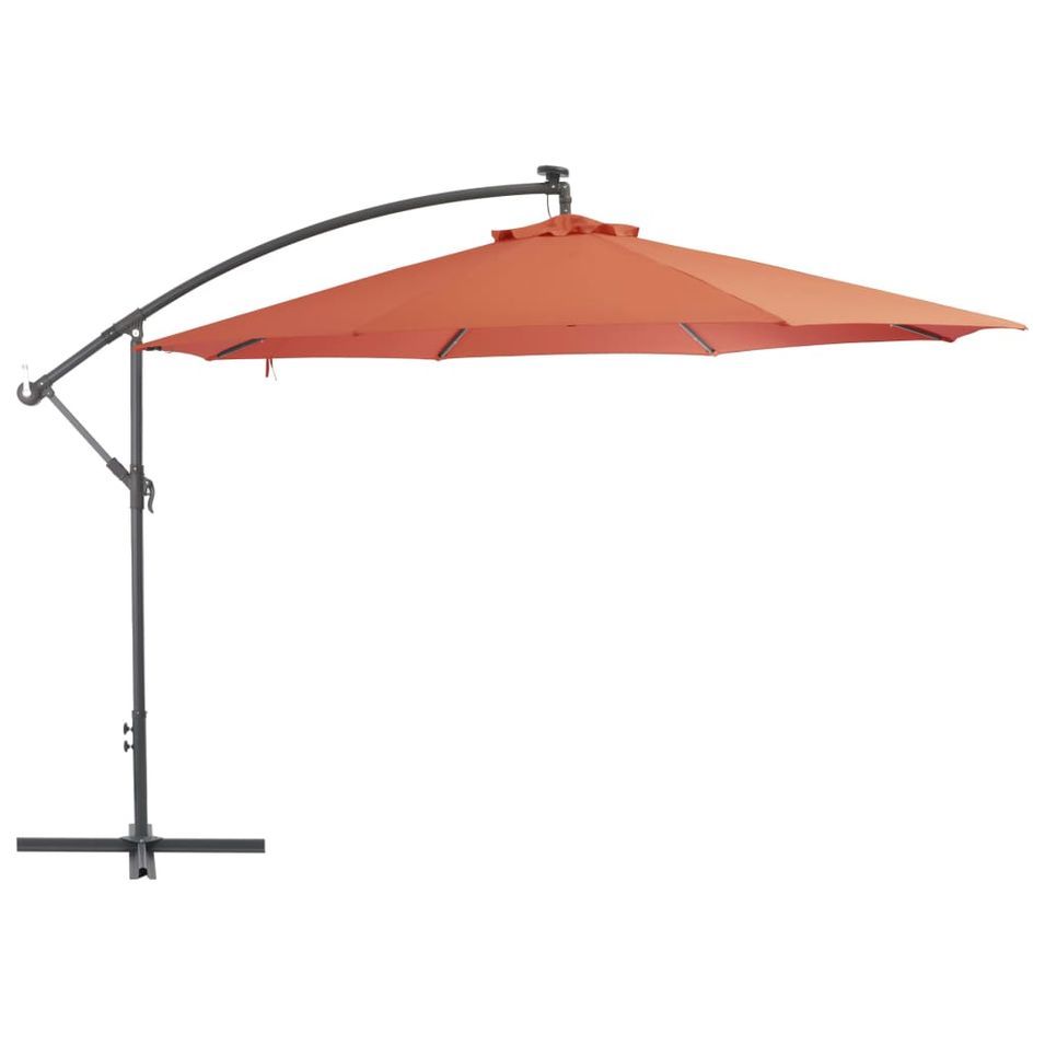 Parasol en porte-à-faux avec mât Aluminium 350 cm Terre cuite - Photo n°1
