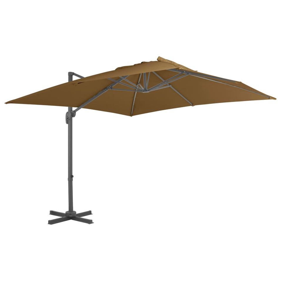 Parasol en porte-à-faux avec mât en aluminium 300x300 cm Taupe - Photo n°1