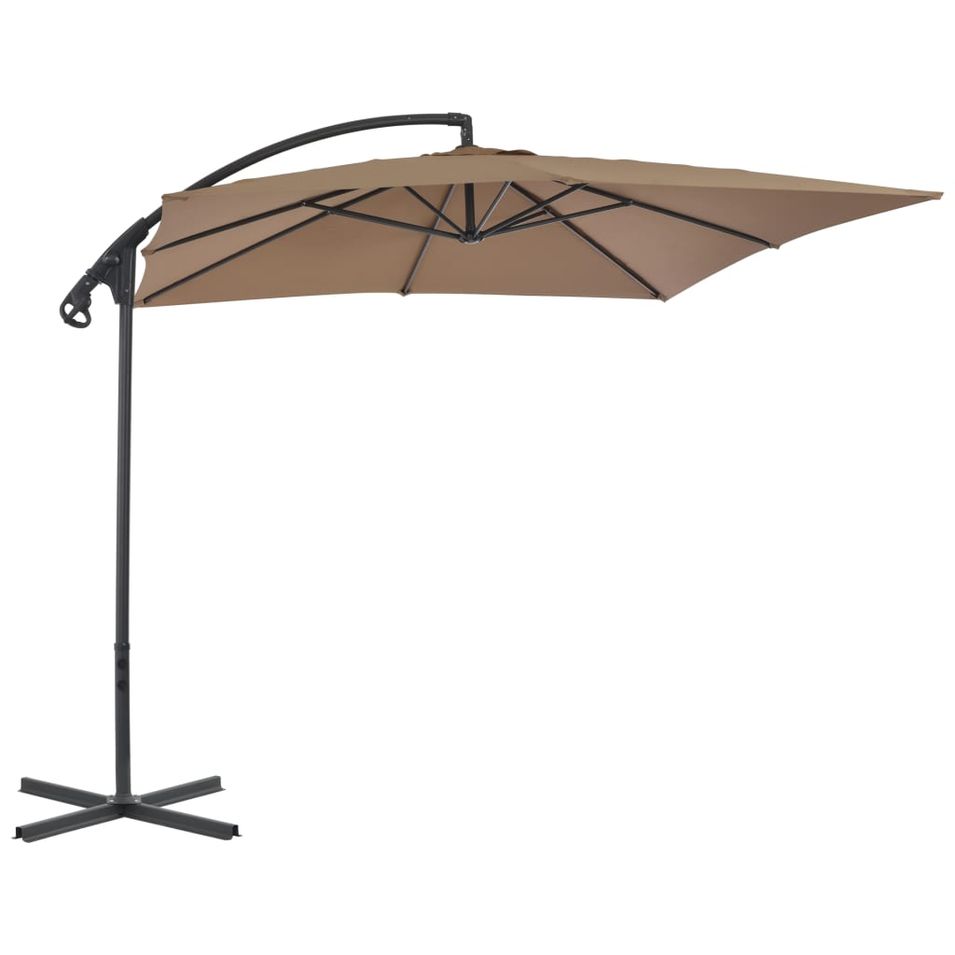 Parasol en porte-à-faux avec poteau en acier 250x250 cm Taupe - Photo n°1