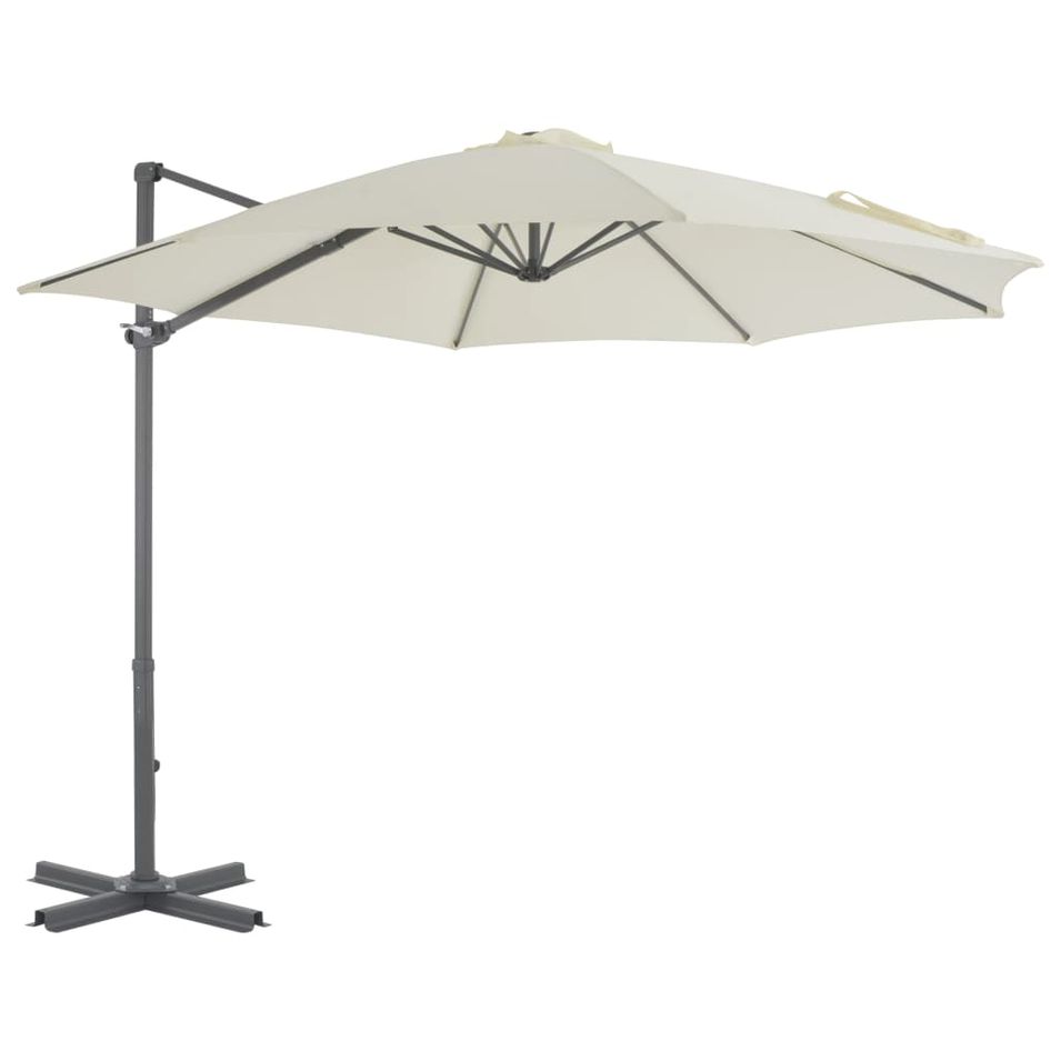 Parasol en porte-à-faux avec poteau en aluminium 300 cm Sable - Photo n°1