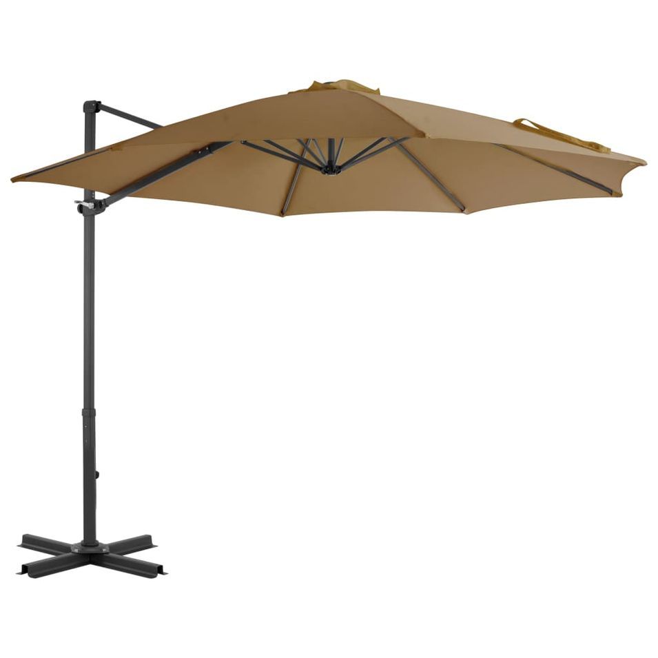 Parasol en porte-à-faux avec poteau en aluminium 300 cm Taupe - Photo n°1