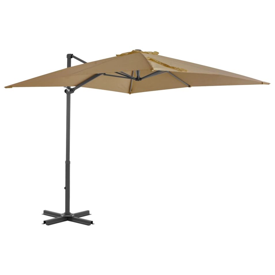 Parasol en porte-à-faux et mât en aluminium 250x250 cm Taupe - Photo n°1