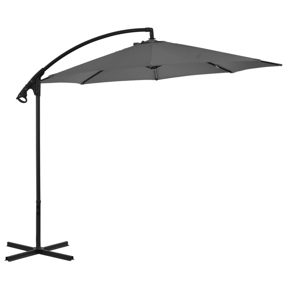 Parasol en porte-à-feux avec poteau Acier 300 cm Anthracite - Photo n°1
