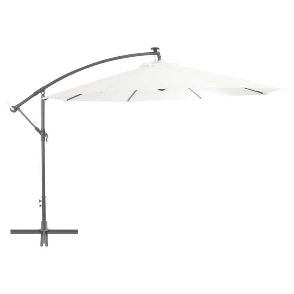 Parasol en porte-à-feux et poteau métallique 350 cm Sable - Photo n°1
