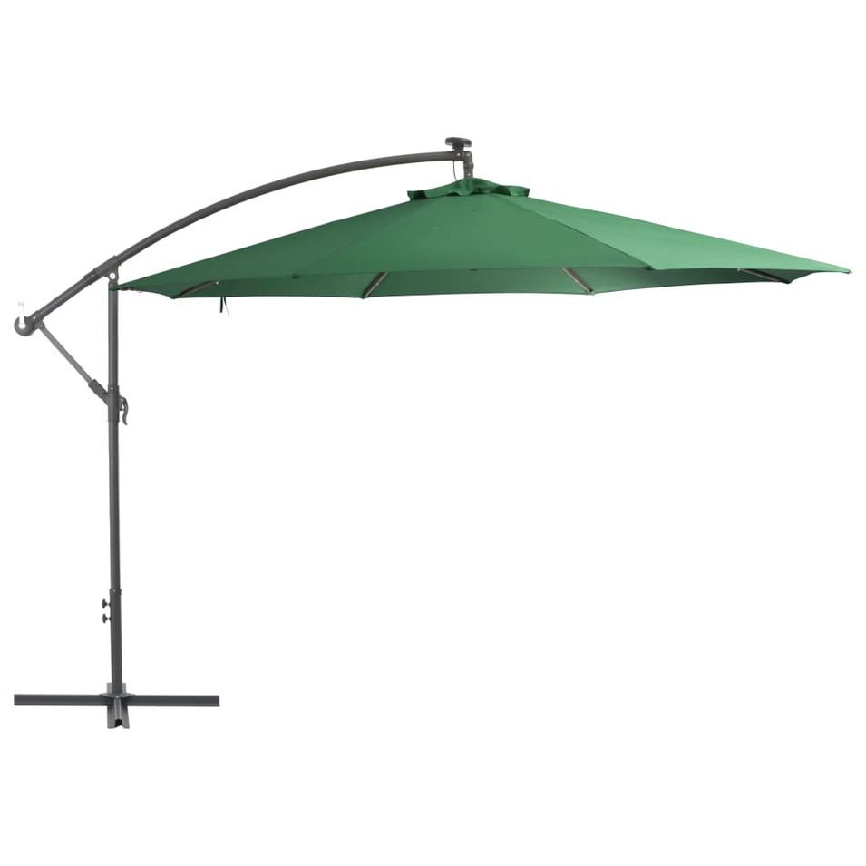Parasol en porte-à-feux et poteau métallique 350 cm Vert - Photo n°1