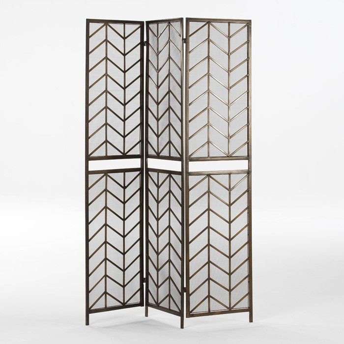 Paravent 3 volets métal doré 2 - Photo n°1