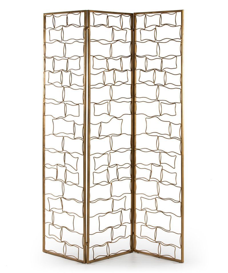 Paravent 3 volets métal doré - Photo n°1
