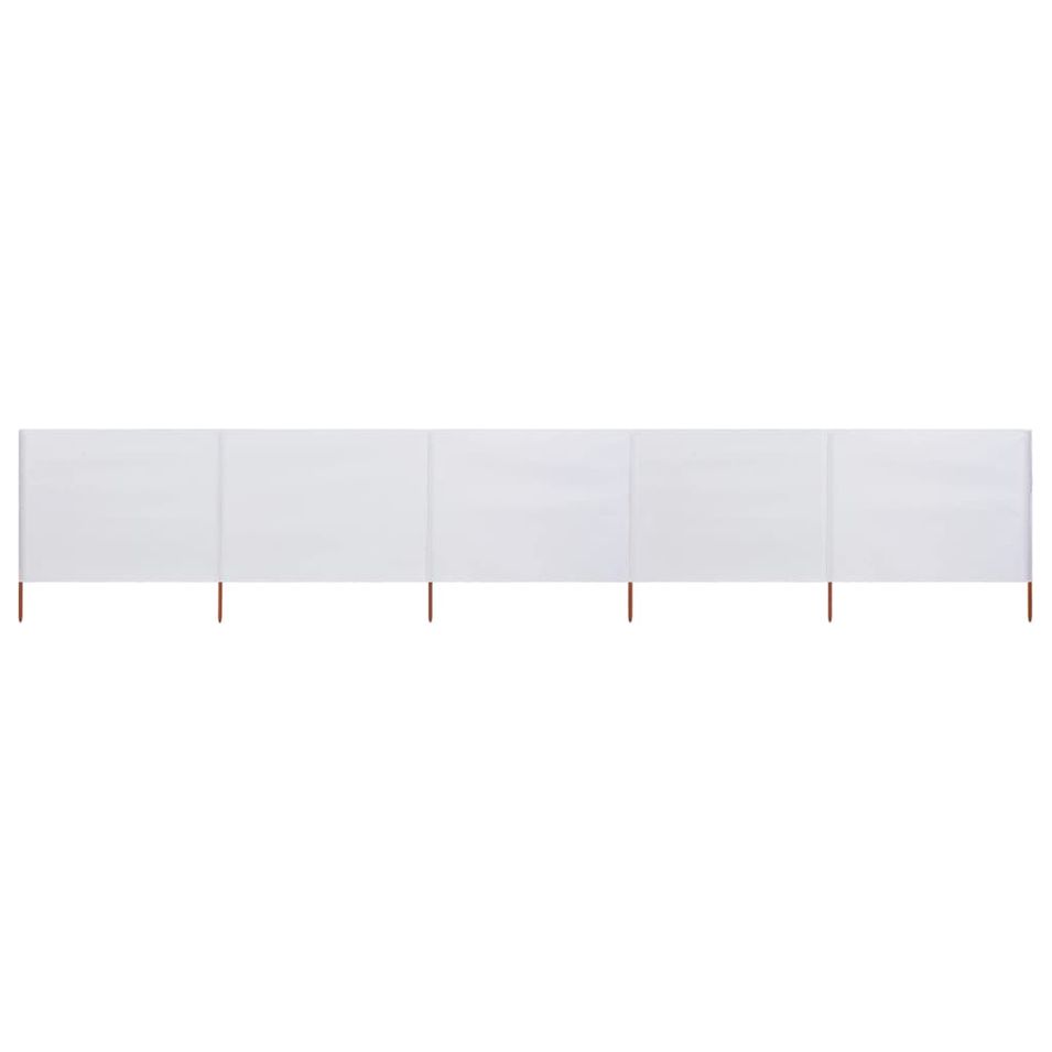 Paravent 5 panneaux Tissu 600 x 80 cm Blanc sable - Photo n°1