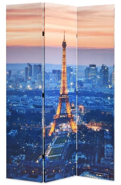 Paravent décoratif imprimé 3 volets bois et tissu K.Paris - Photo n°1