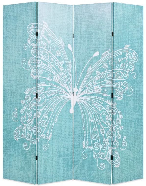 Paravent décoratif imprimé 4 volets bois et tissu Butterfly - Photo n°1