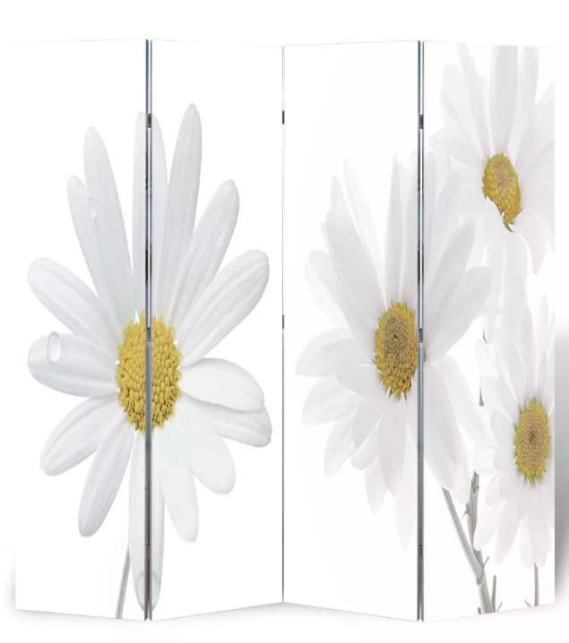 Paravent décoratif imprimé 4 volets bois Flowers - Photo n°1