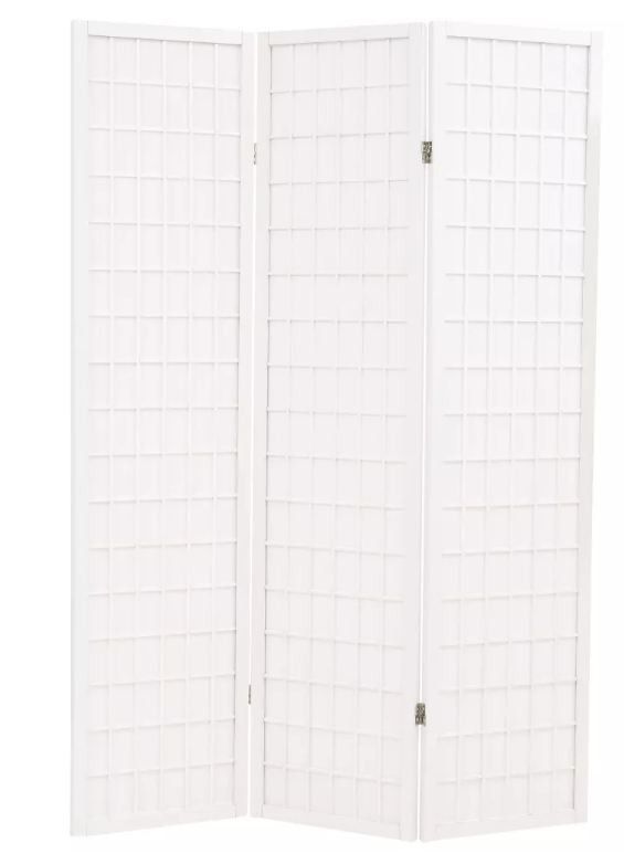 Paravent style japonais 3 volets bois blanc Oriental - Photo n°1
