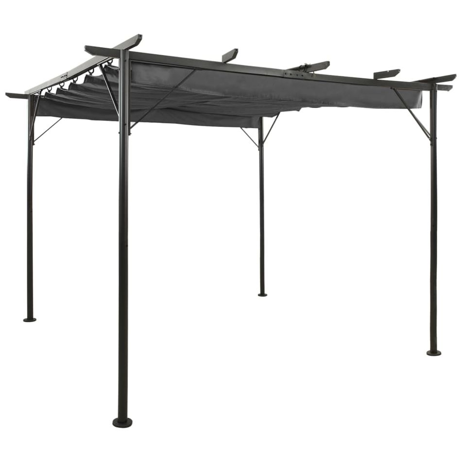 Pergola avec toit rétractable Anthracite 3x3 m Acier 180 g/m² - Photo n°1