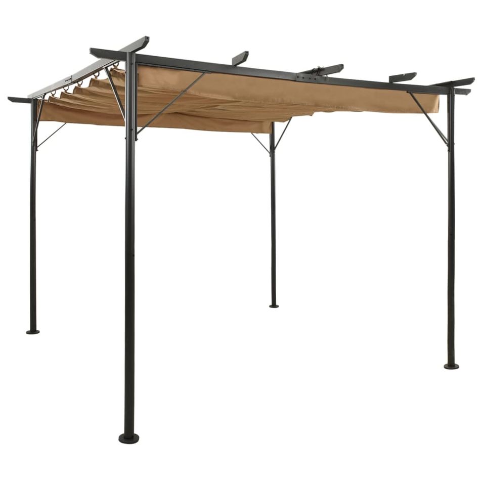 Pergola avec toit rétractable Taupe 3x3 m Acier 180 g/m² - Photo n°1