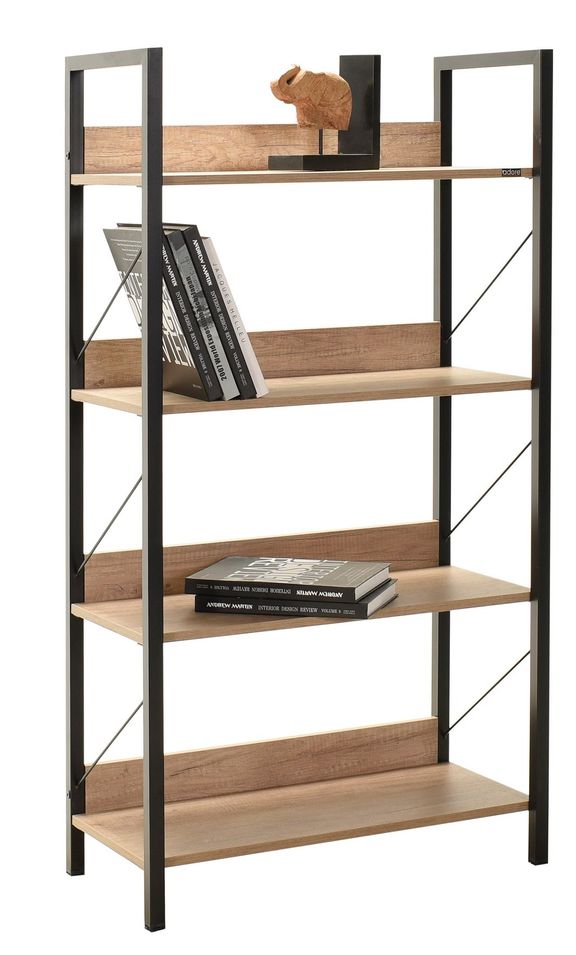 Pétaite étagère bibliothèque bois clair et métal noir Biba 73 cm - Photo n°1