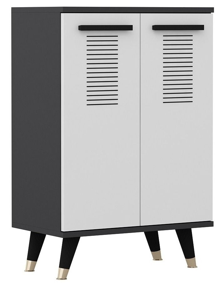 Petit buffet anthracite et blanc 2 portes Parko 60 cm - Photo n°1