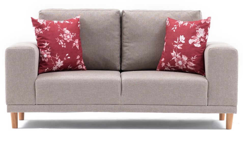 Petit canapé 2 places tissu beige Zendy 162 cm - Photo n°1