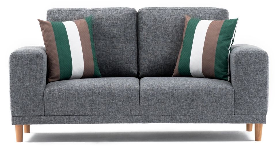 Petit canapé 2 places tissu gris Zendy 162 cm - Photo n°1