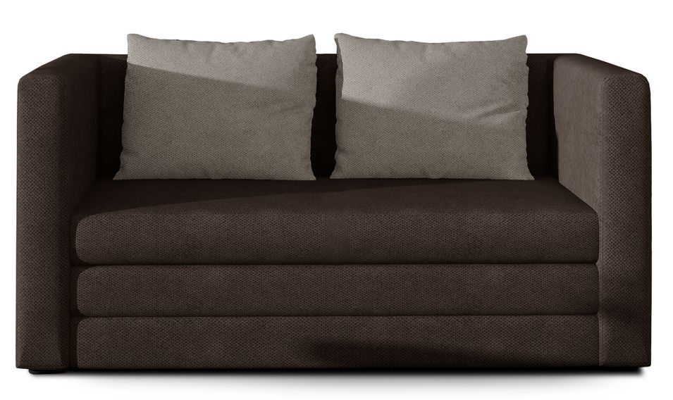 Petit canapé convertible tissu chocolat Mouva 132 cm - Photo n°1