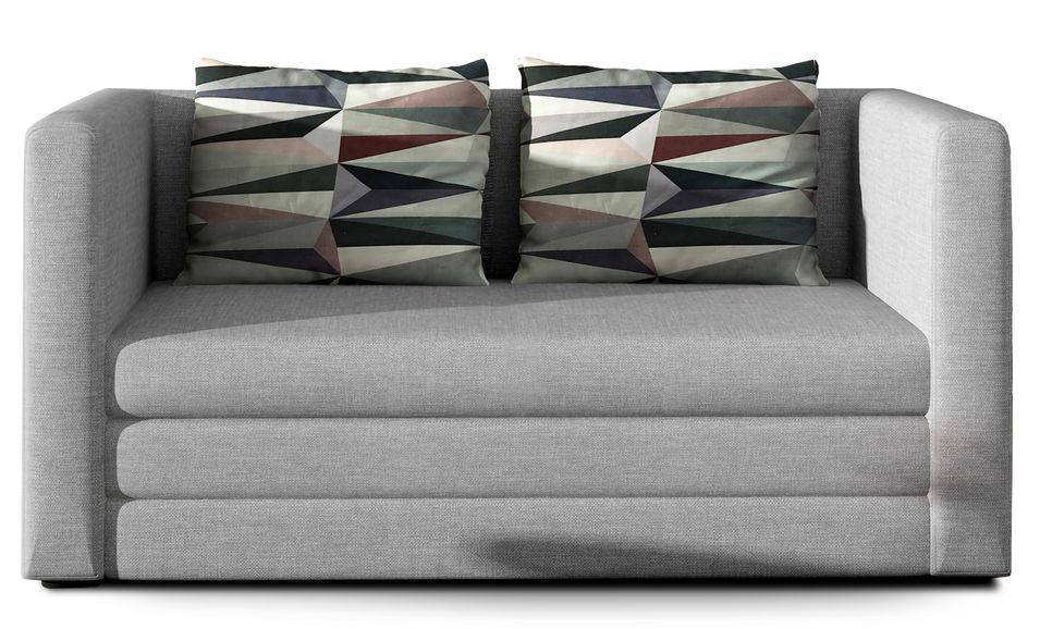 Petit canapé convertible tissu gris clair Mouva 132 cm - Photo n°1