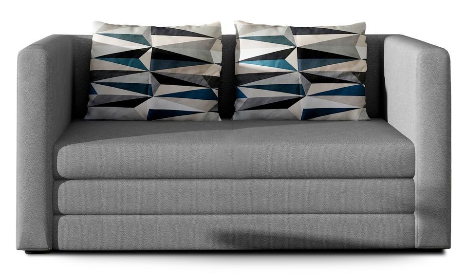 Petit canapé convertible tissu gris Mouva 132 cm - Photo n°1
