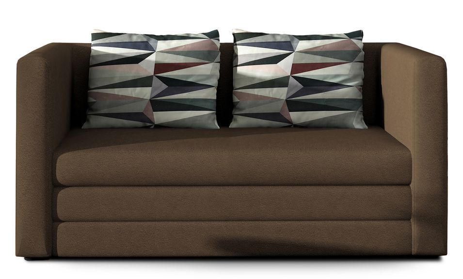 Petit canapé convertible tissu marron Mouva 132 cm - Photo n°1