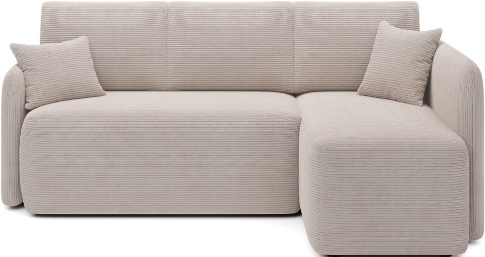 Petit canapé d'angle en velours côtelé convertible avec coffre Takin 206 cm - Photo n°1