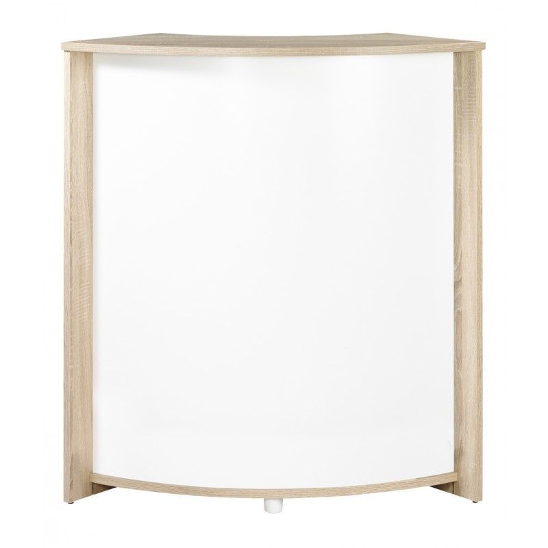Petit meuble bar naturel BARNO 97 cm – Comptoir compact avec tablettes réglables - Photo n°1