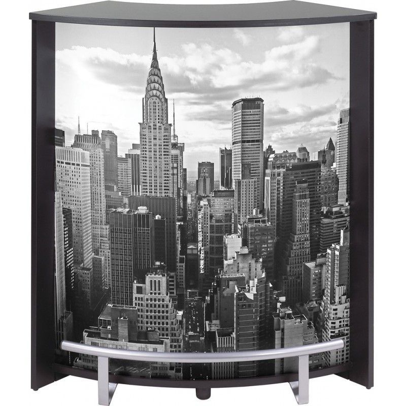 Petit meuble bar noir BARNO 97 cm – Comptoir compact avec étagères réglables - Photo n°1