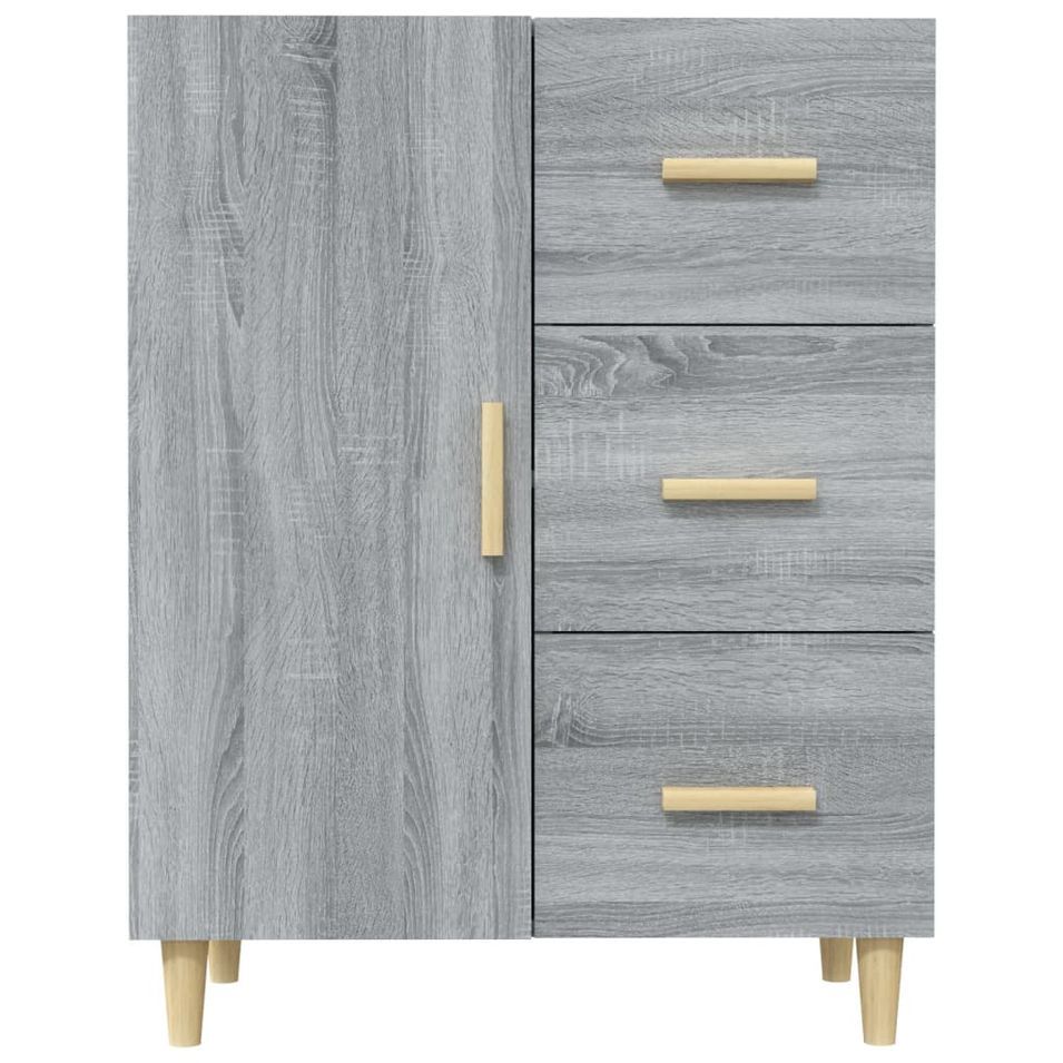 Petit meuble de rangement 1 porte 3 tiroirs Norky 70 cm – Réversible au montage - Photo n°1