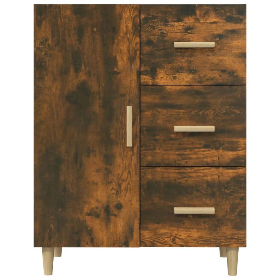 Petit meuble de rangement 1 porte 3 tiroirs Norky 70 cm – Réversible au montage - Photo n°1