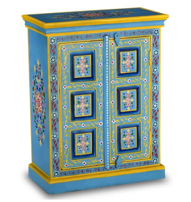 Petit meuble de rangement 2 portes en bois de manguier massif Klarko 60 cm - Photo n°1