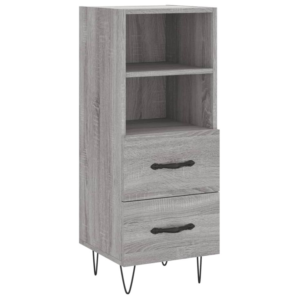 Petit meuble de rangement 2 tiroirs 1 étagère Markoz 35 cm - Pieds et poignées en métal noir - Photo n°1